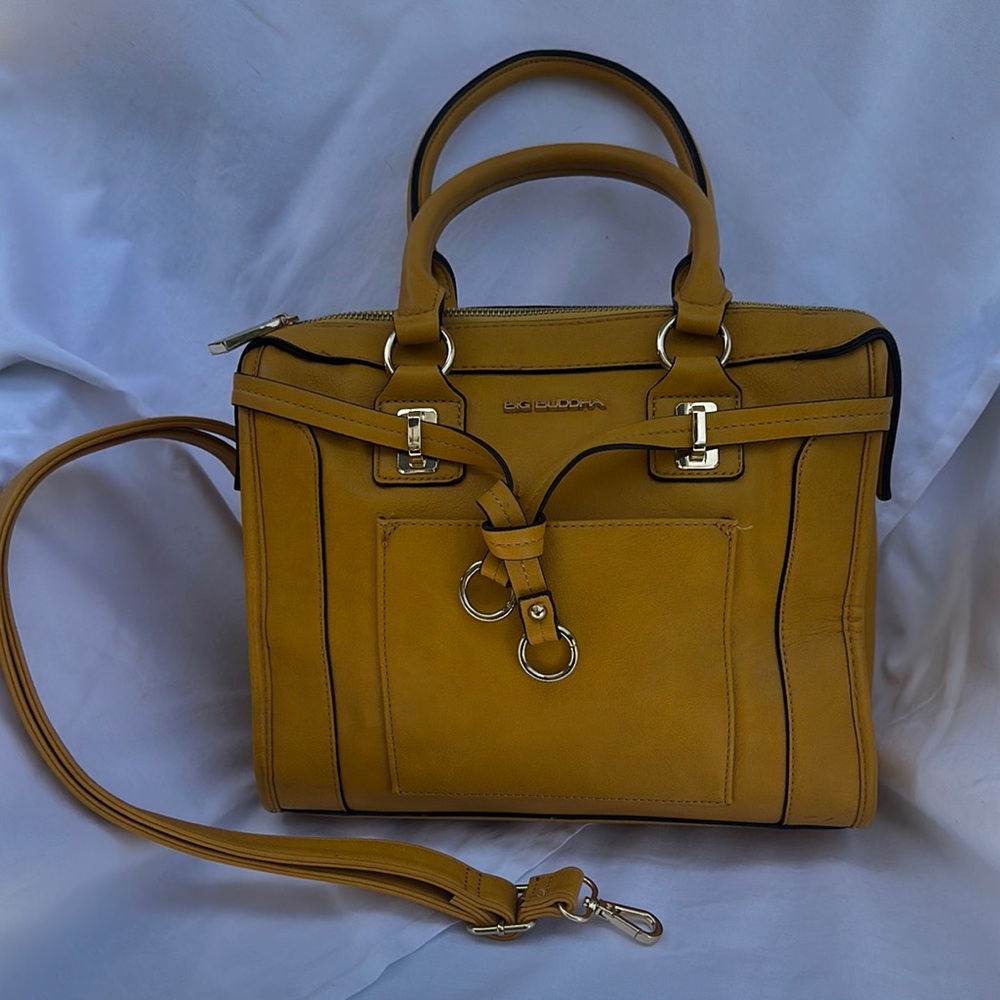 Big Buddha Yellow Satchel with Structured Design and Detachable Strap
